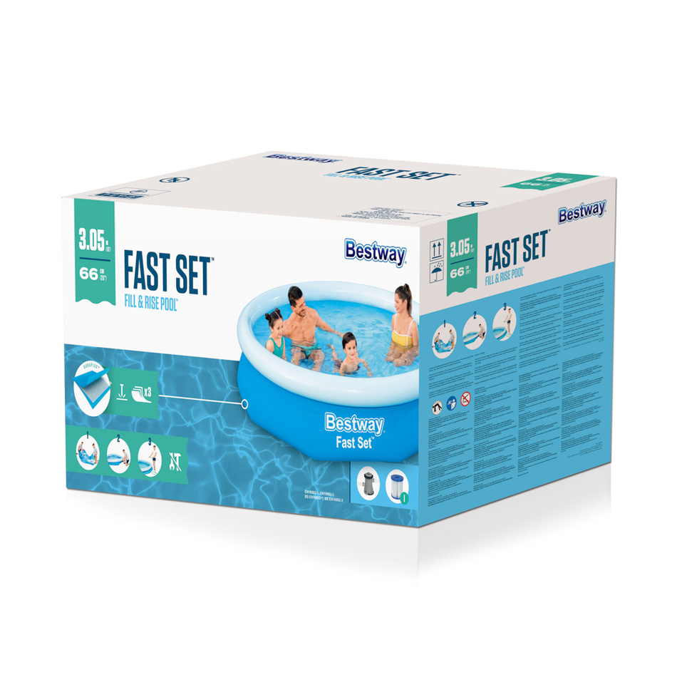 Bestway Nafukovací bazén Fast Set, 305 x 66 cm, kartušová filtrace