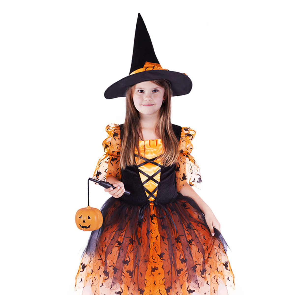 Rappa Dětský kostým oranžová Čarodějnice