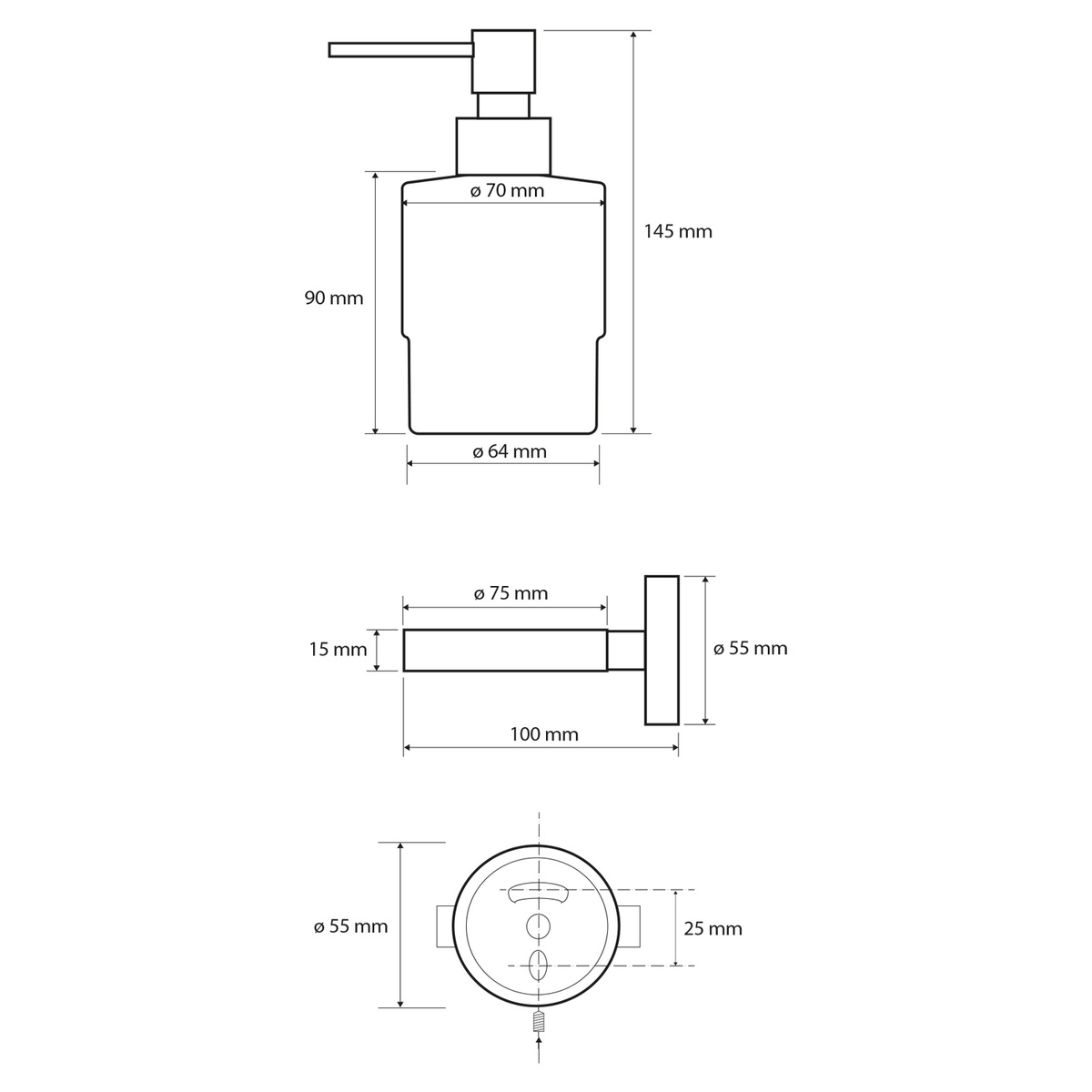 SAPHO XR103 X-Round dávkovač mýdla Mini 200 ml, chrom