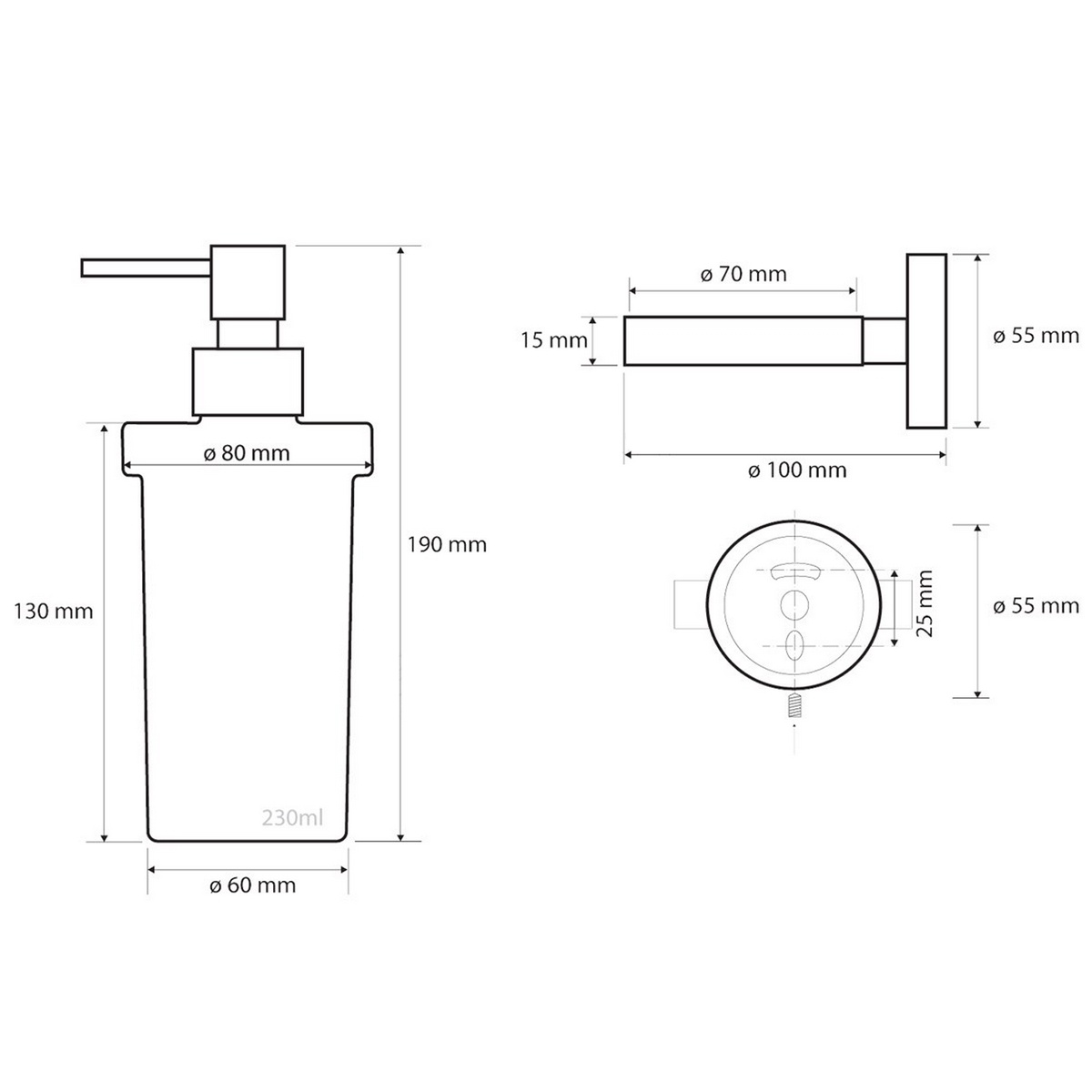 SAPHO XS101 X-Steel dávkovač mýdla, mléčné sklo/broušený nerez, 230 ml