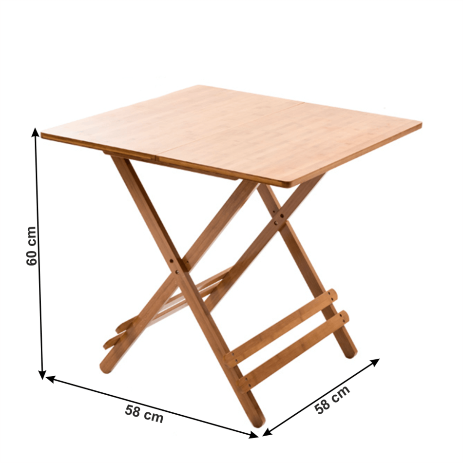 Skládací bambusový stůl Denice, 58 x 58 x 60 cm