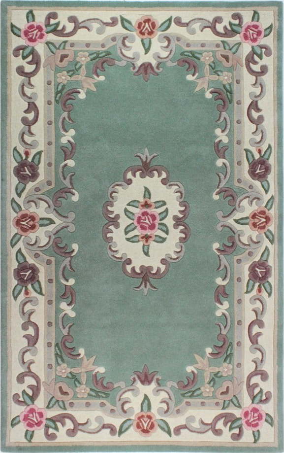 Zelený vlněný koberec Flair Rugs Aubusson, 75 x 150 cm