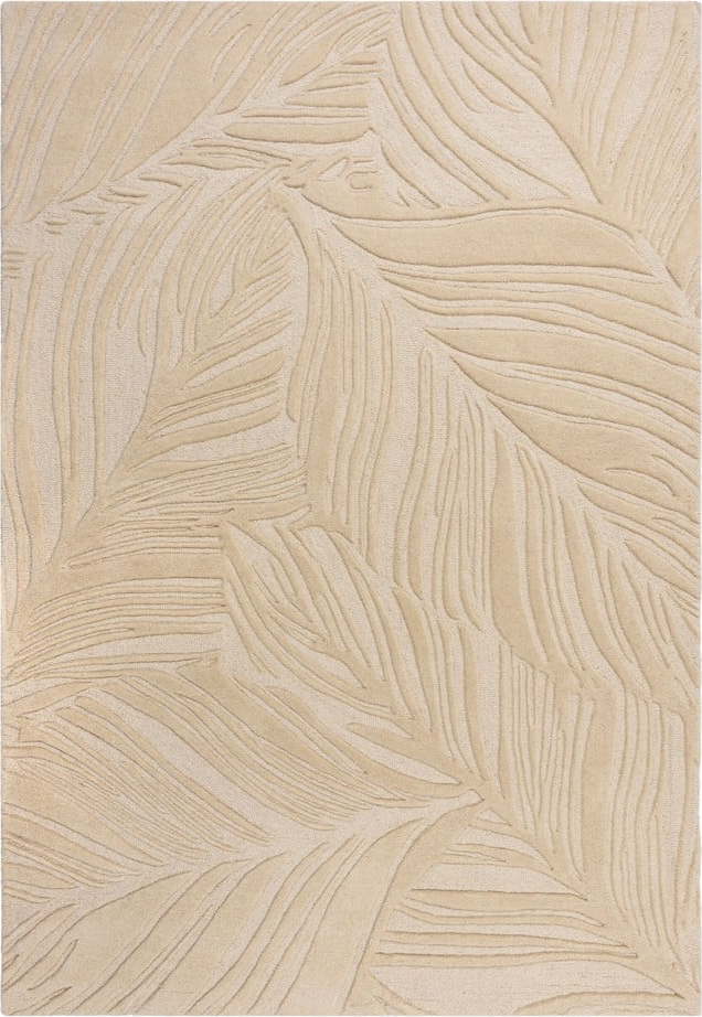 Béžový vlněný koberec Flair Rugs Lino Leaf, 120 x 170 cm