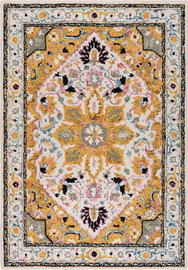 Žlutý vlněný koberec 290x200 cm Dahlia - Flair Rugs