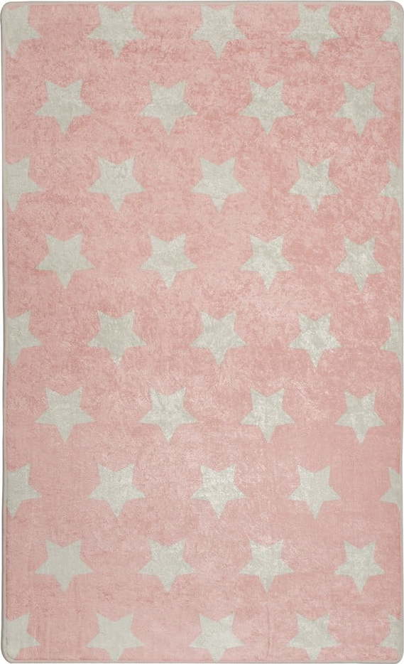 Růžový dětský protiskluzový koberec Conceptum Hypnose Stars, 140 x 190 cm