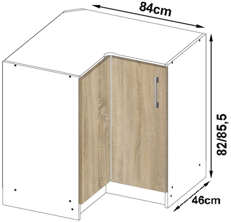 Ak furniture Kuchyňská rohová skříňka Artus S90/90N s pultem Lima bílá/dub sonoma