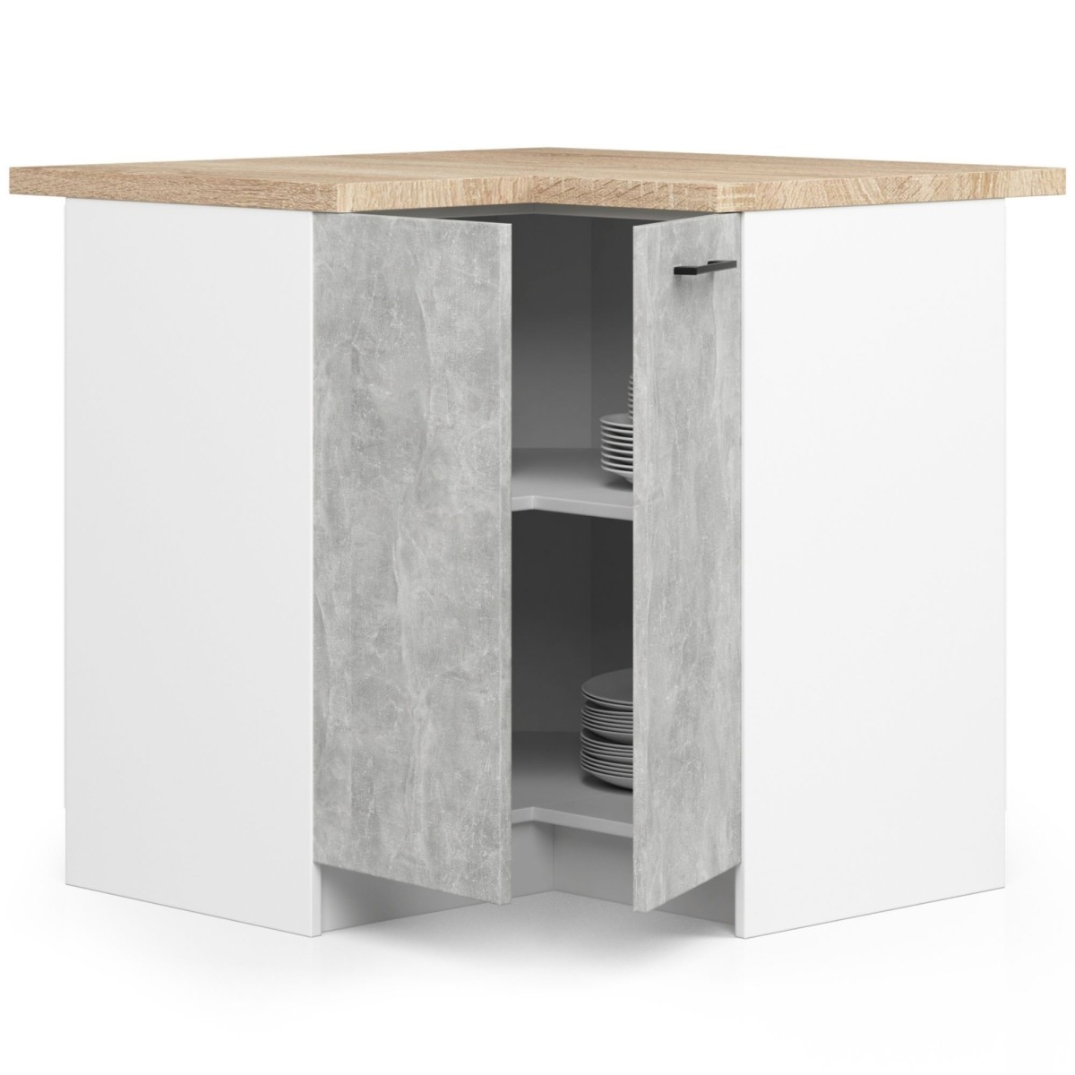 Ak furniture Kuchyňská rohová skříňka Olivie S 90 cm bílá/beton/dub sonoma