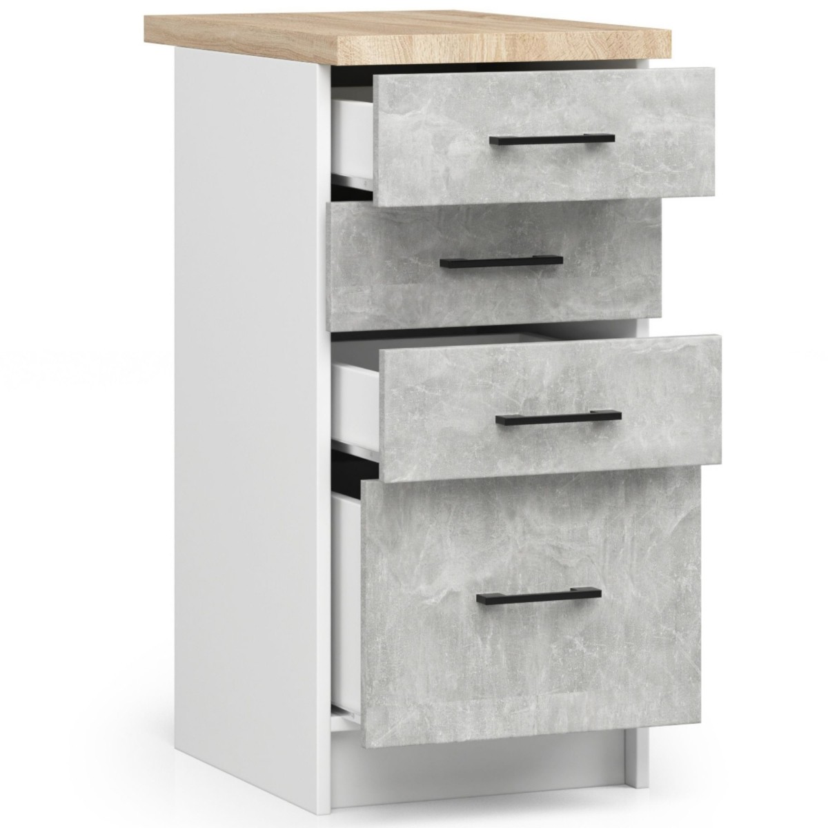 Ak furniture Kuchyňská skříňka Olivie S 40 cm 4S bílá/beton/dub sonoma