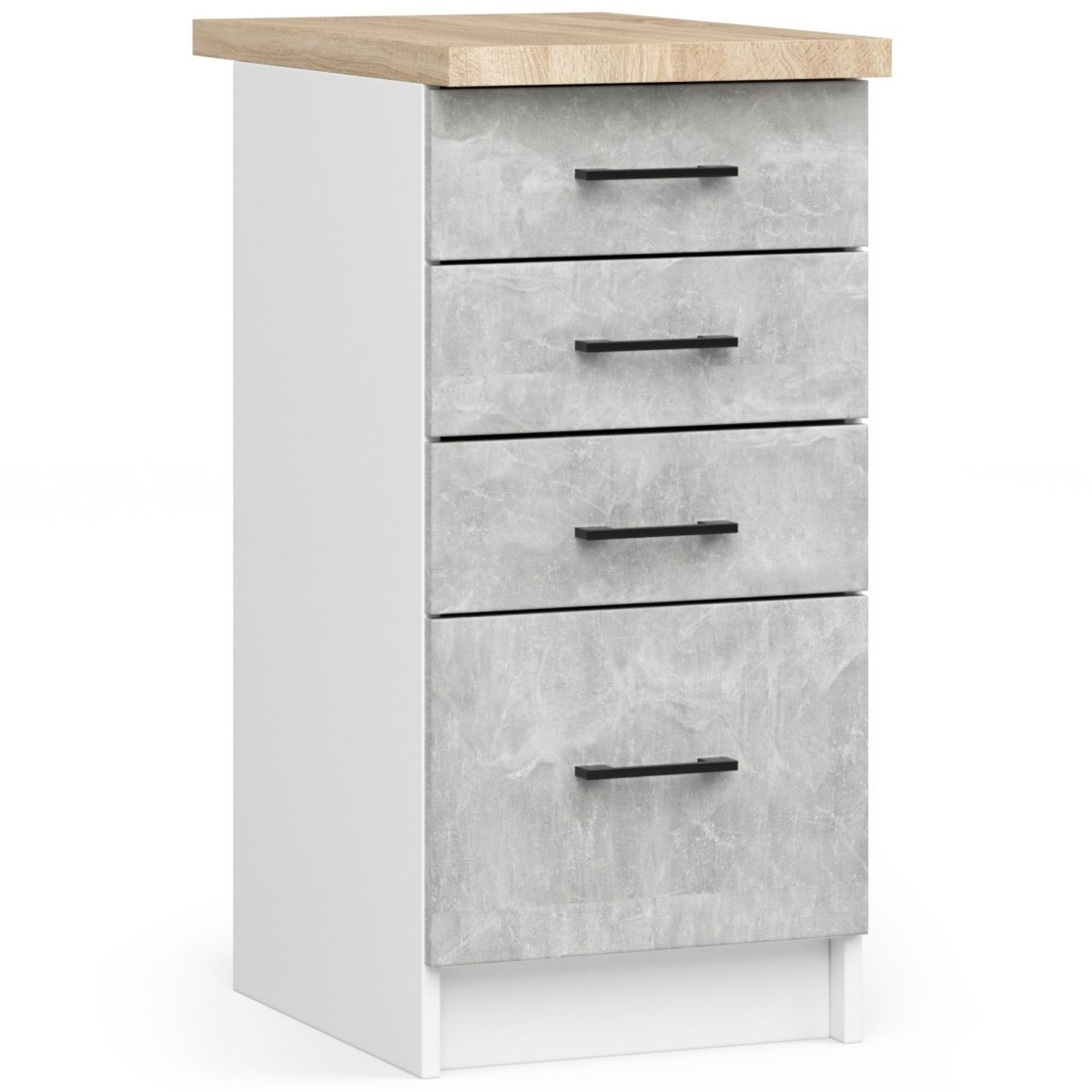 Ak furniture Kuchyňská skříňka Olivie S 40 cm 4S bílá/beton/dub sonoma