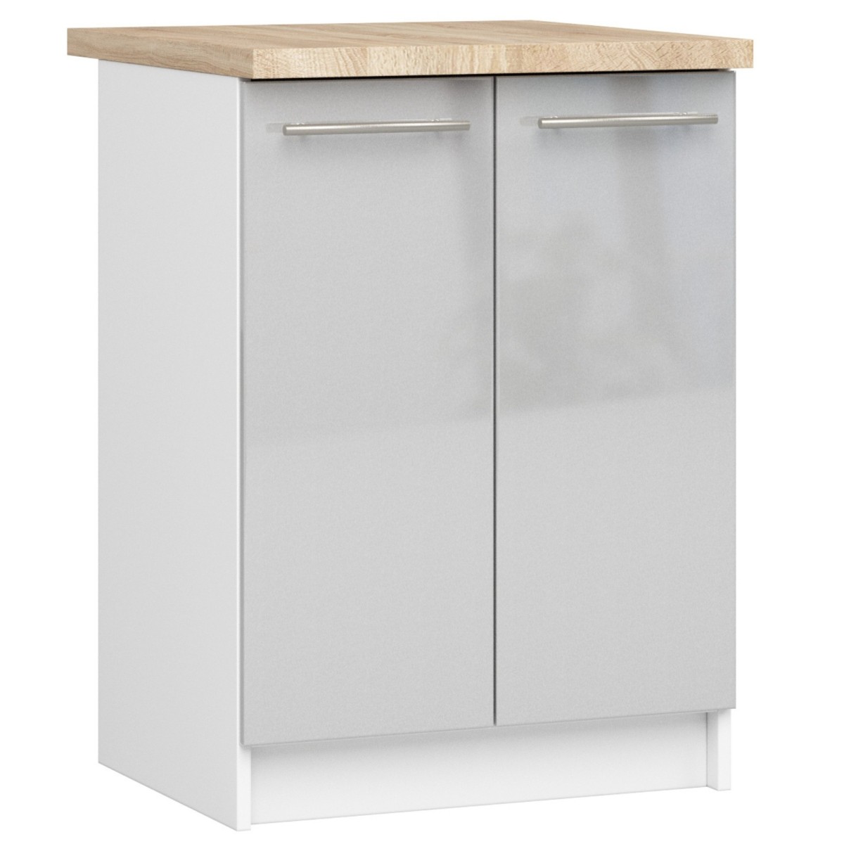 Ak furniture Kuchyňská skříňka Olivie S 60 cm 2D bílá/metalický lesk/dub sonoma