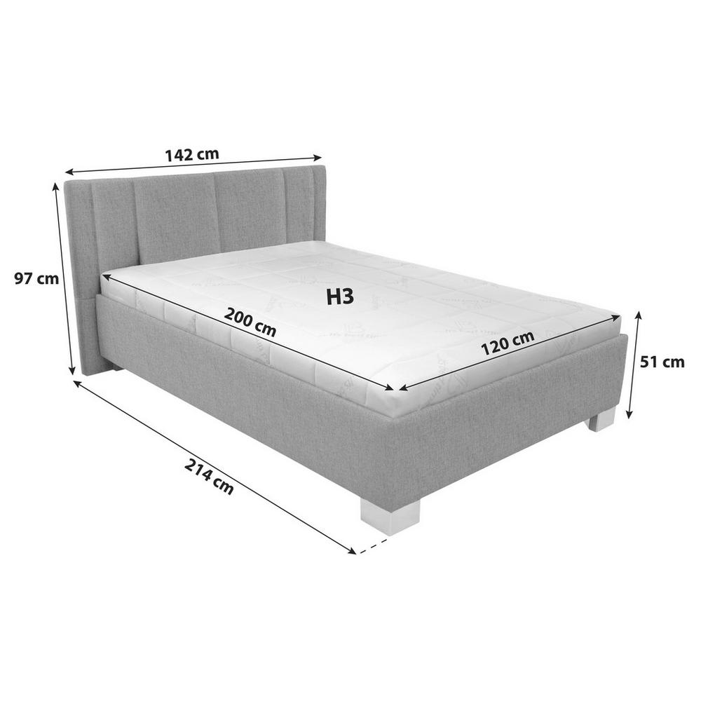 čalouněná postel STILO 120x200 s roštem a matrací, antracit