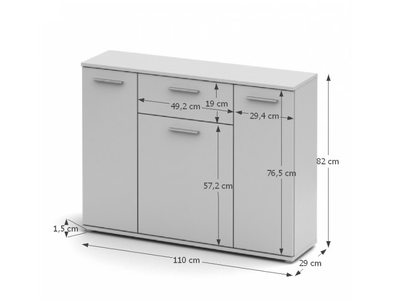 BANING komoda 110 cm, bílá