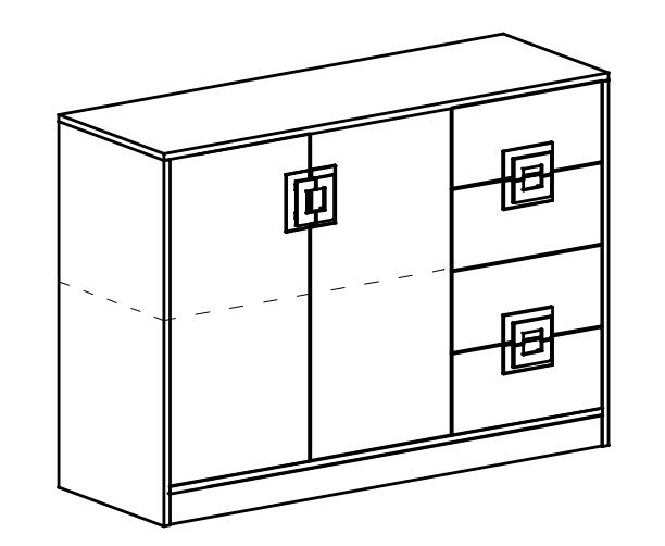 Komoda UWARA 2D4S, dub jasný/bílá/tyrkys