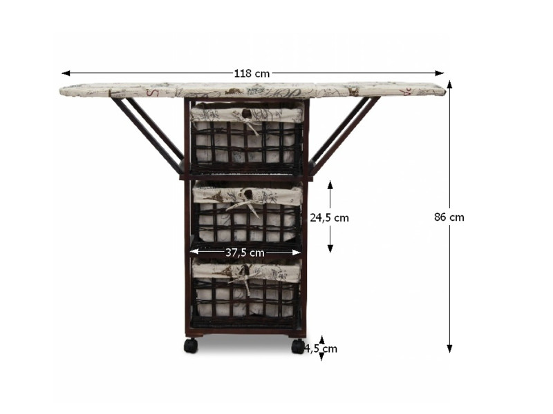 Komoda s žehlicím prknem KALIMANTAN, hnědá