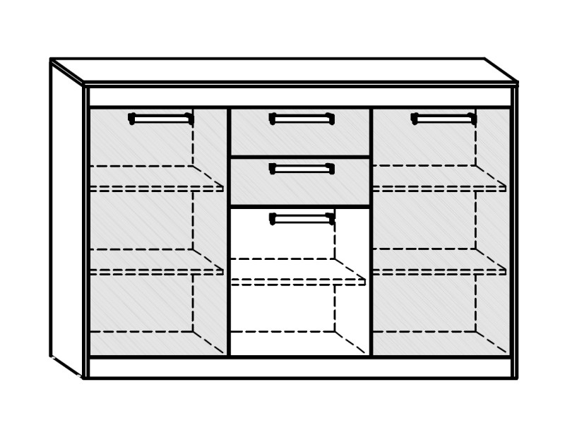 Komoda GATTON 3D2S, dub sonoma/bílý lesk, 5 let záruka