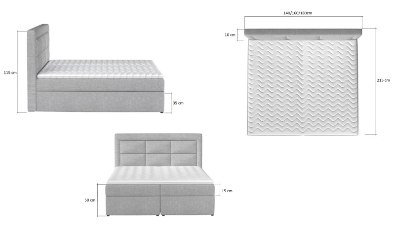 Boxspring KORBELA 18 180x200, černá látka