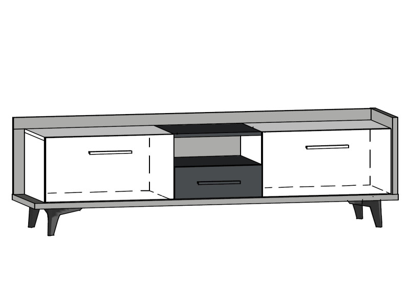 Televizní stolek KNUT 2D1S, craft tobaco/bílá/černá, 5 let záruka
