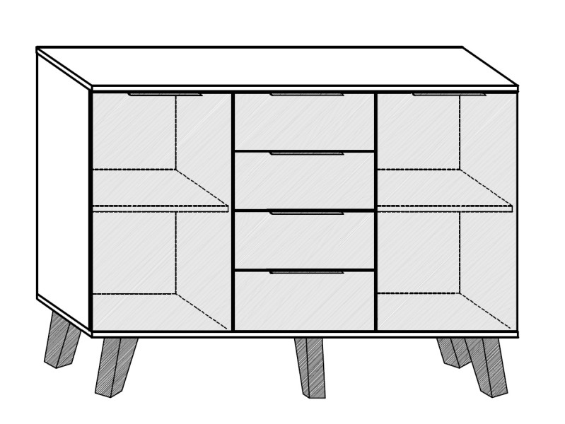 Komoda OSMAK 2D4S, craft bílý/craft zlatý, 5 let záruka