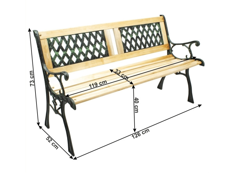 BEZEMA, zahradní lavička, černá/přírodní, 126 cm