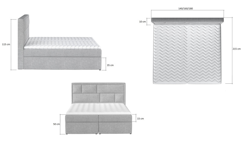 Boxspring BARBARIO 04 140x200, červená látka