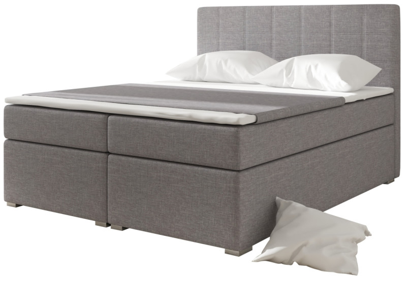 Boxspring HIRSUTA 03 160x200, světle šedá látka