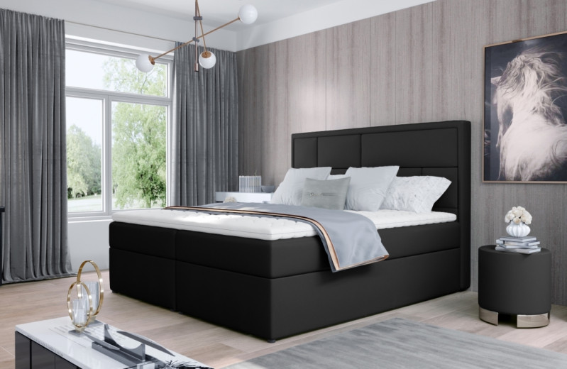 Boxspring BARBARIO 26 140x200, černá ekokůže