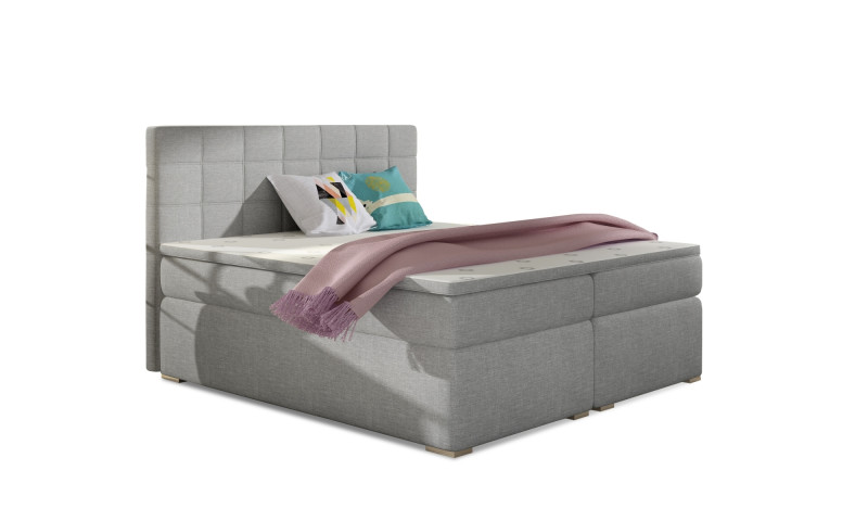 Boxspring HIRSUTA 03 180x200, světle šedá látka