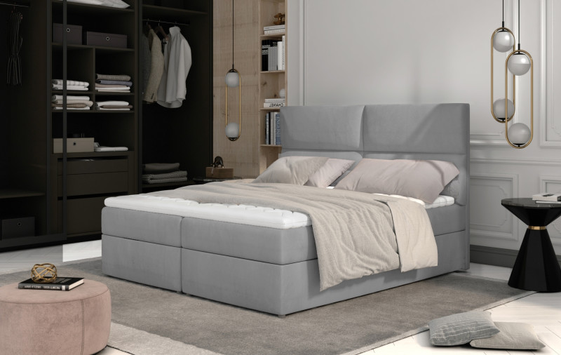 Boxspring PILANSI 05 160x200, světle šedá látka