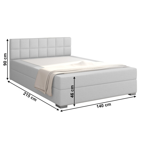 Boxspring SINGULARIS 140x200 cm, světle šedá