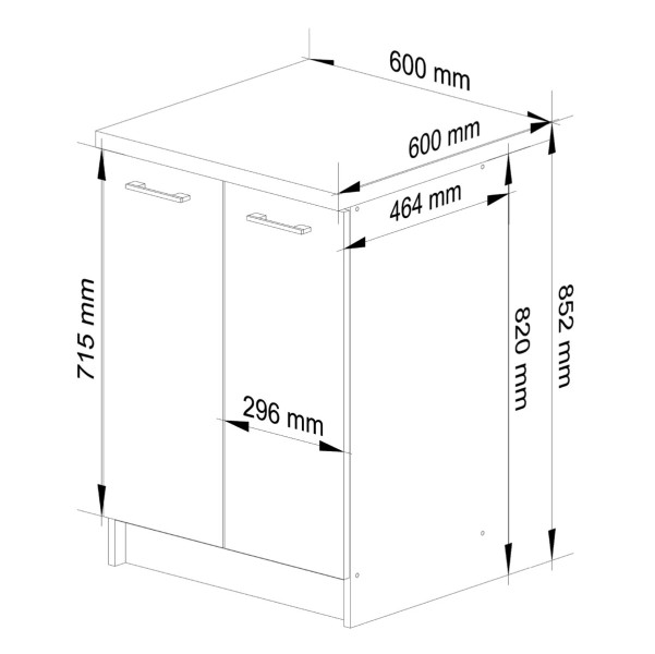 Ak furniture Kuchyňská skříňka Olivie S 60 cm 2D bílá/černý lesk/dub sonoma