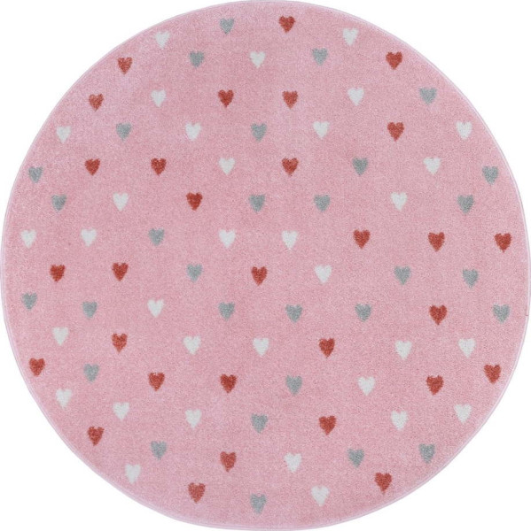 Růžový dětský koberec ø 140 cm Little Hearts – Hanse Home