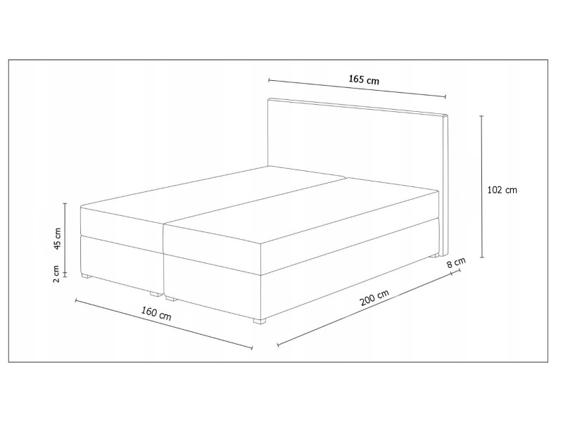 Postel boxspring MACAO 160x200 cm, černá látka/bílá ekokůže