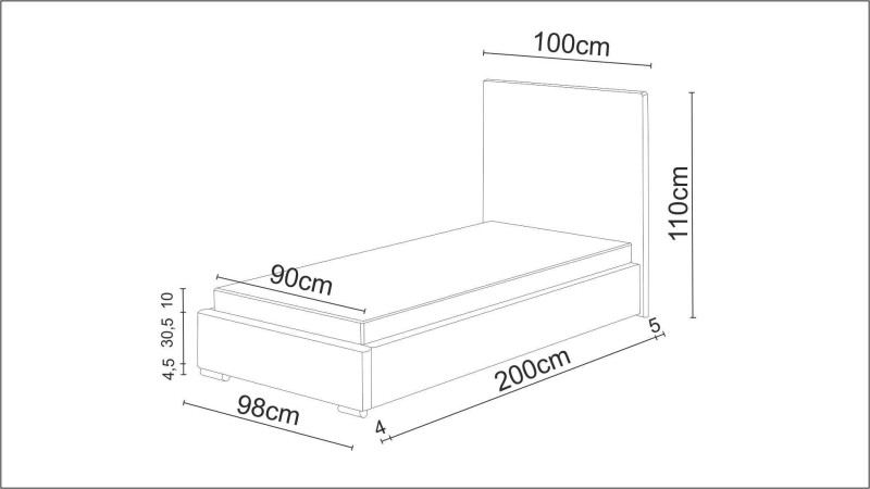 Čalouněná postel DANGELO 5 90x200 cm, béžová látka