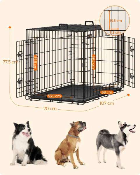 SONGMICS Přepravní klec pro zvířata Levino XL 107 cm černá