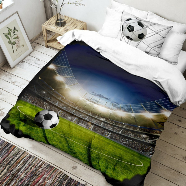 Kvalitex Bavlněné povlečení Fotbal 3D, 140 x 200 cm, 70 x 90 cm