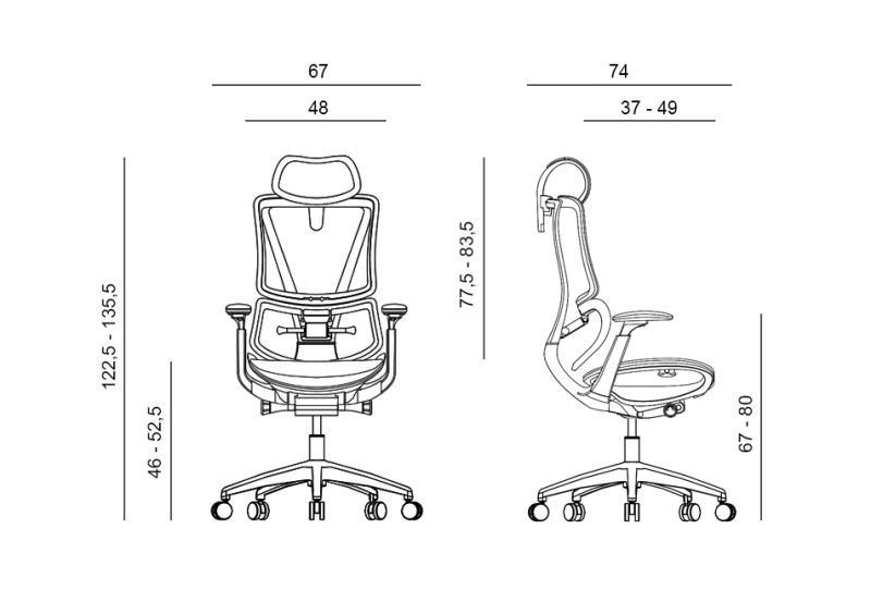 Kancelářská ergonomická židle KLEM — síťovina, tmavě šedá antracit