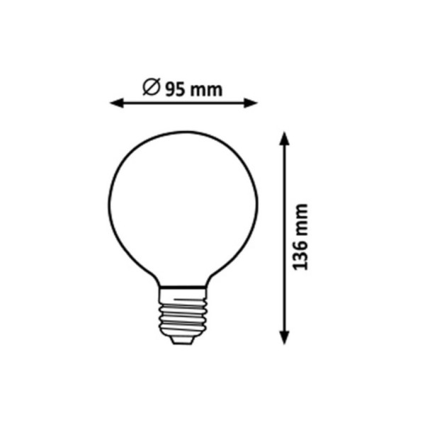 Rabalux Dekorativní LED filament žárovka, jantarová, E27, G95, 5,4W, 510lm, 2700K, 20000h.