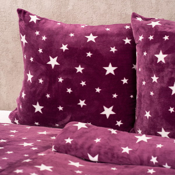 4Home Povlečení mikroflanel Stars violet , 140 x 220 cm, 70 x 90 cm