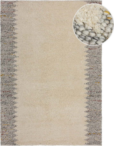 Šedo-krémový ručně tkaný koberec s příměsí vlny 160x230 cm Minerals Border – Flair Rugs