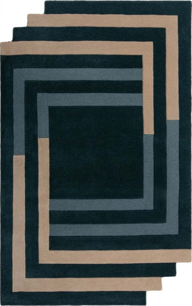 Tmavě zelený ručně tkaný vlněný koberec 120x180 cm Labyrinth Shaped – Flair Rugs