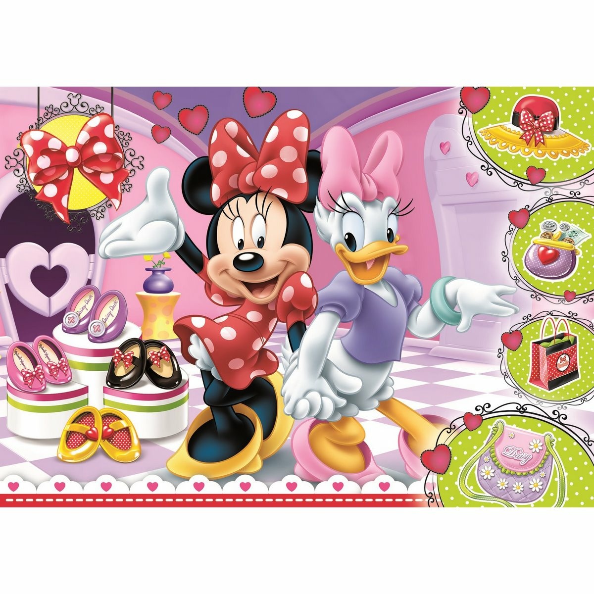 Trefl Třpytivé puzzle Minnie a Daisy, 100 dílků