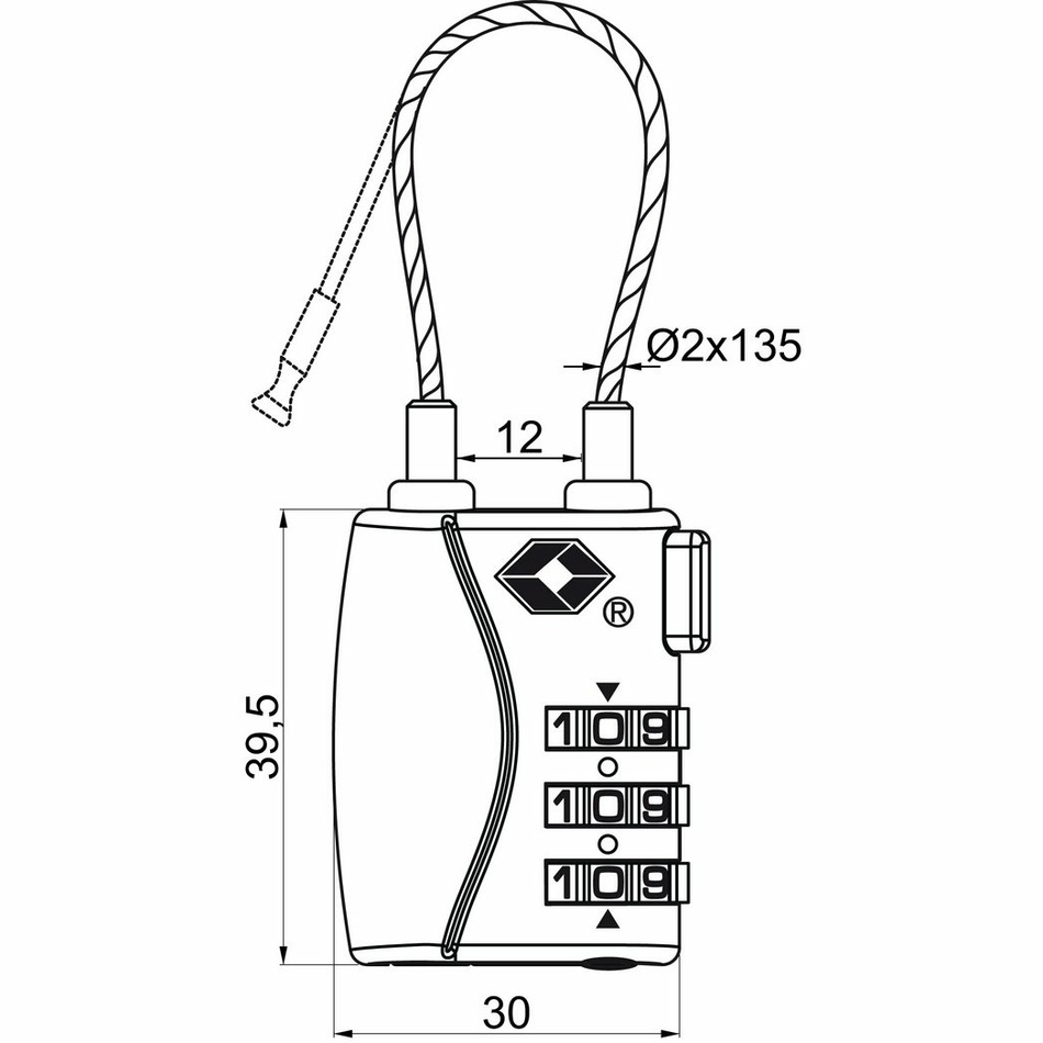 Kódový cestovní TSA lankový zámek na zavazadla RV.TSA.719.S