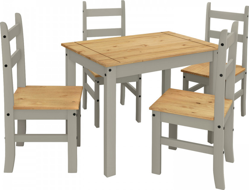 Idea Stůl 100 × 65 + 4 židle CORONA 3 vosk/šedá