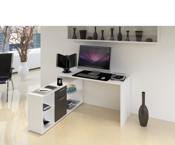 Tempo Kondela PC stůl NOE NEW - bílá / černá + kupón KONDELA10 na okamžitou slevu 3% (kupón uplatníte v košíku)