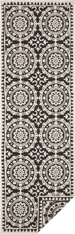 Černo-krémový venkovní koberec NORTHRUGS Jardin, 80 x 250 cm