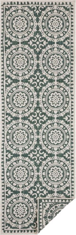 Zeleno-krémový venkovní koberec NORTHRUGS Jardin, 80 x 250 cm