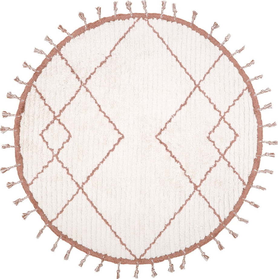 Bílo-hnědý bavlněný ručně vyrobený koberec Nattiot Come, ø 120 cm