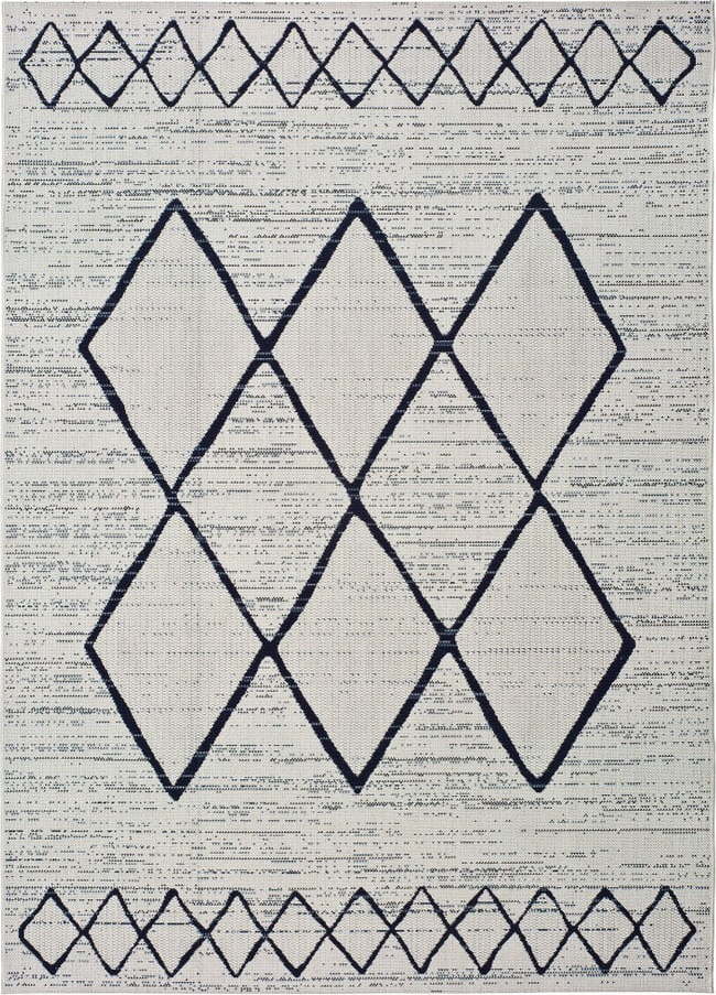 Krémovo-modrý venkovní koberec Universal Elba, 80 x 150 cm