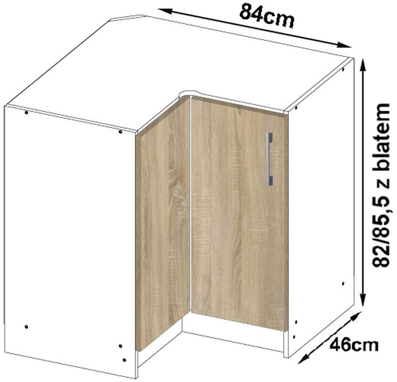 Ak furniture Kuchyňská rohová skříňka Artus S90/90N s pultem Lima bílá/dub sonoma