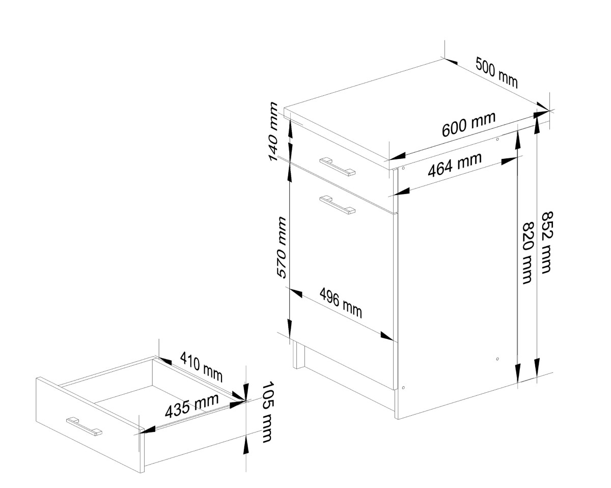 Ak furniture Kuchyňská skříňka Olivie S 50 cm 1D 1S bílá/beton/dub sonoma